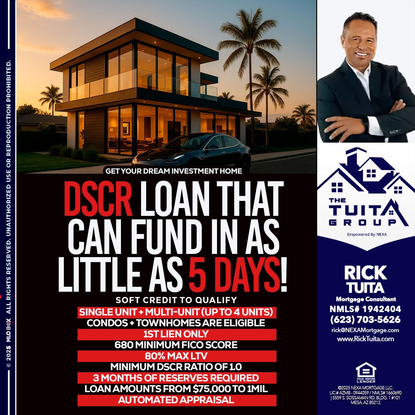DSCR LOAN - Rick Tuita -Mortgage & Real Estate Consultant