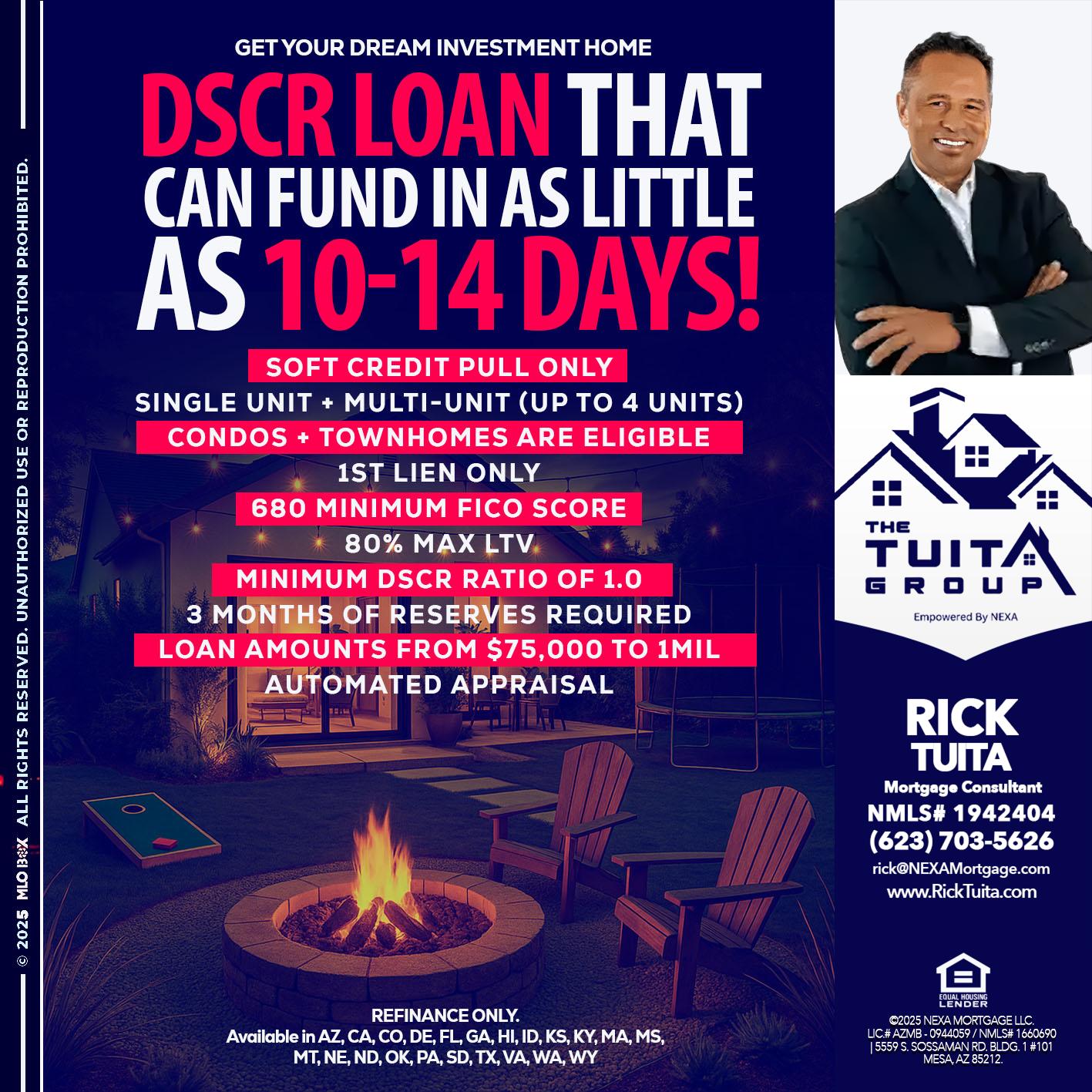 DSCR LOAN - Rick Tuita -Mortgage & Real Estate Consultant